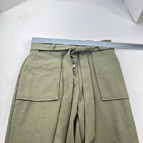 Derek Heart Women's Size Medium Pant Olive Green With Tie Belt Preowned - Picture 7 of 13